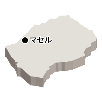 レソト王国無料フリーイラスト｜首都名・立体(白)